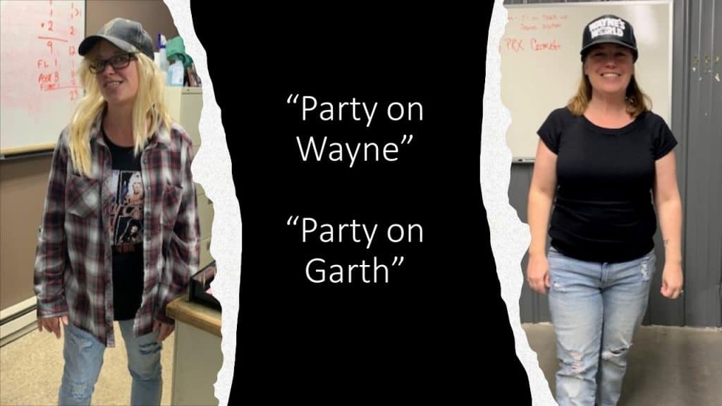 Picture of two IFS employees dressed up in Wayne & Garth costumes for Halloween