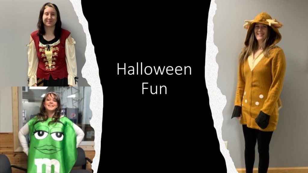 Picture of three IFS employees dressed up in costume for Halloween