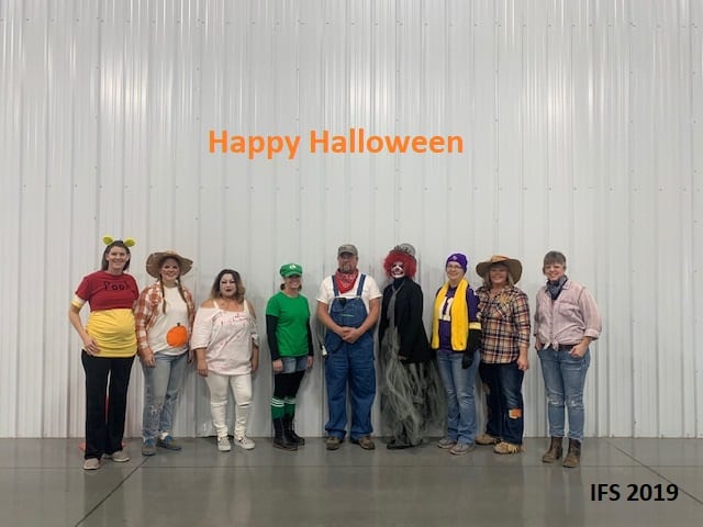 Picture of several IFS employees dressed up in costume for Halloween 2019