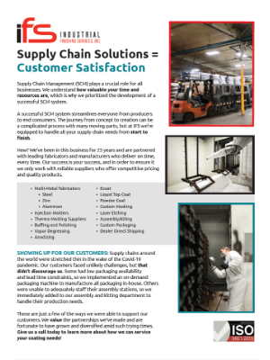Supply Chain Solutions = Customer Satisfaction